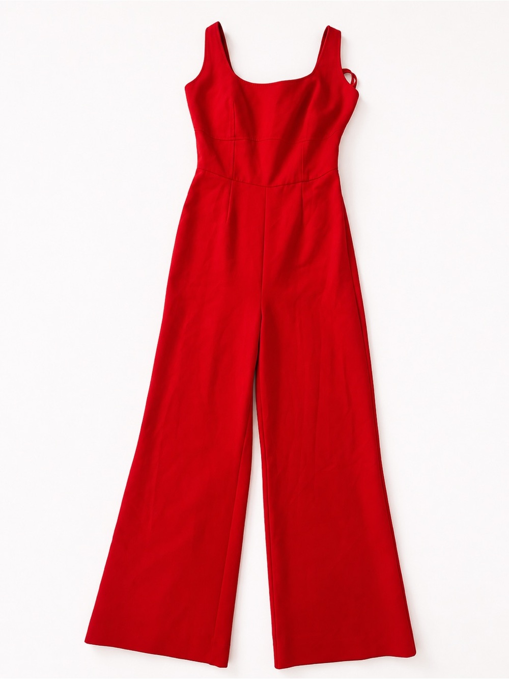 Elegant Red Wide-Leg Jumpsuit with Square Neck